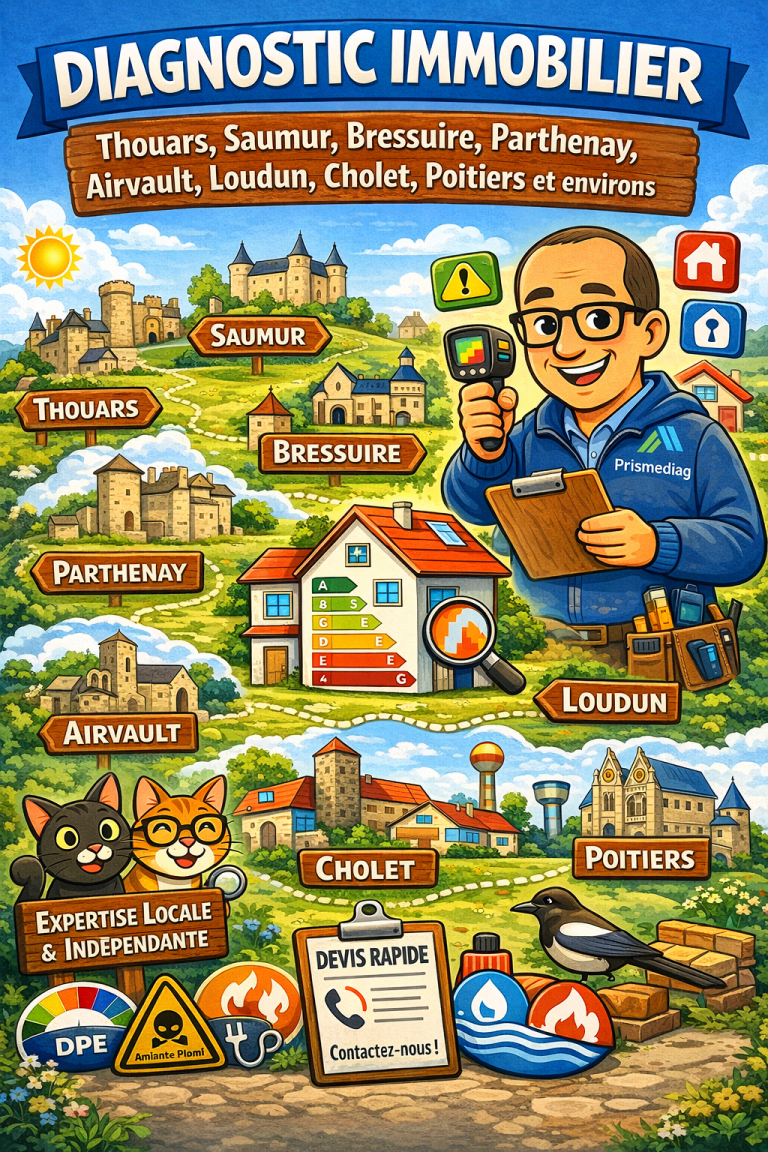 Diagnostics immobiliers - DPE - Thouars Bressuire Saumur Loudun Parthenay Niort Chinon Cholet Mauléon Airvault et alentours - Prismediag