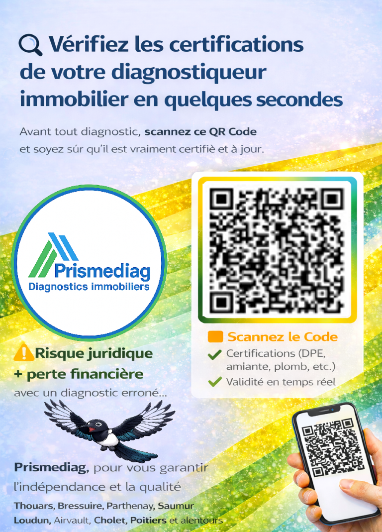 Diagnostics immobiliers - DPE - Thouars Bressuire Saumur Loudun Parthenay Niort Chinon Cholet Mauléon Airvault et alentours - Prismediag